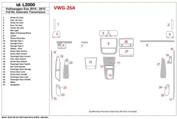 Volkswagen EOS 2013-UP Ensemble Complet, Boîte automatique BD Kit la décoration du tableau de bord - 1 - habillage decor de tabl