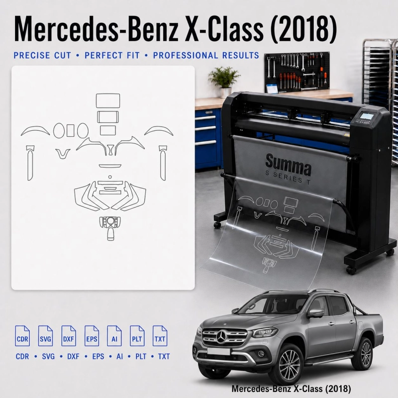 Gabarit de découpe intérieur Mercedes Benz X Class 2018 pour PPF et covering