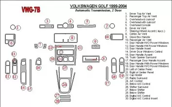 Volkswagen Golf 1999-2004 2 Des portes, Boîte automatique BD Kit la décoration du tableau de bord - 2 - habillage decor de table