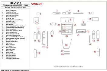 Volkswagen Golf 1999-2004 4 Des portes, boîte manuelle Box BD Kit la décoration du tableau de bord - 1 - habillage decor de tabl