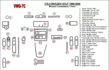 Volkswagen Golf 1999-2004 4 Des portes, boîte manuelle Box BD Kit la décoration du tableau de bord - 2 - habillage decor de tabl