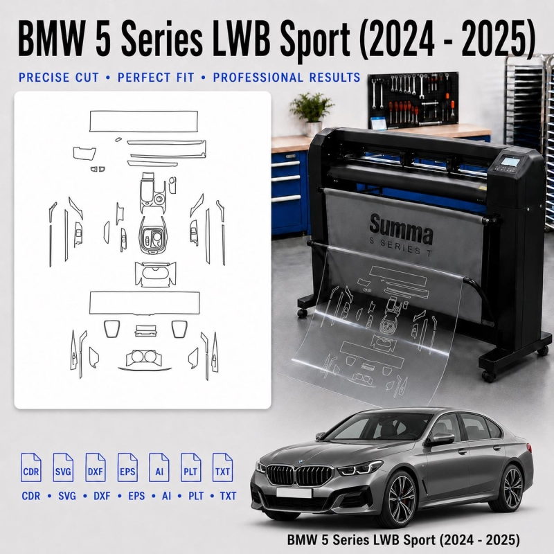 Gabarit de découpe intérieur BMW 5 Series Lwb Sport 2024 2025 pour PPF et covering