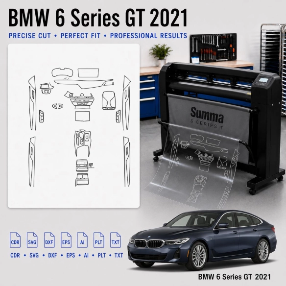 Gabarit de découpe intérieur BMW 6 Series GT 2021 pour PPF et covering
