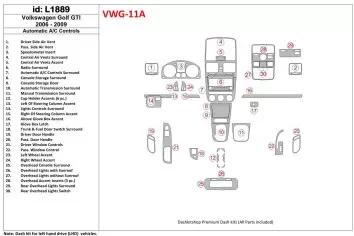 Volkswagen Golf V GTI 2006-UP Boîte automatique A/C Control BD Kit la décoration du tableau de bord - 1 - habillage decor de tab