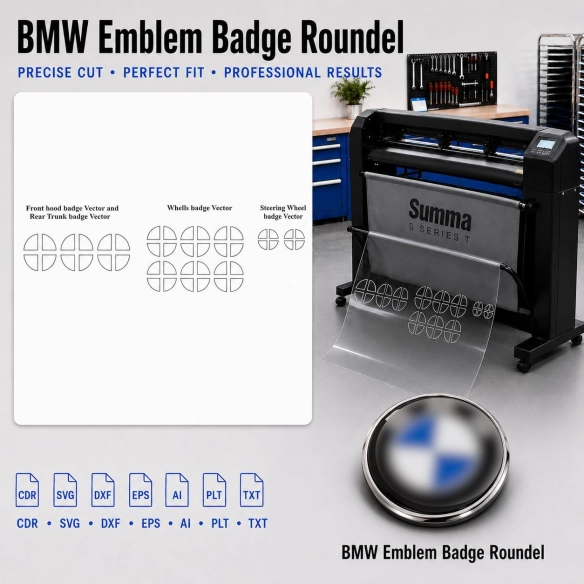 Gabarit de découpe intérieur BMW Emblem Badge Roundel Template Vector pour PPF et covering