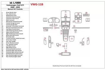 Volkswagen Golf V GTI 2006-UP boîte manuellebox A/C Control BD Kit la décoration du tableau de bord - 1 - habillage decor de tab