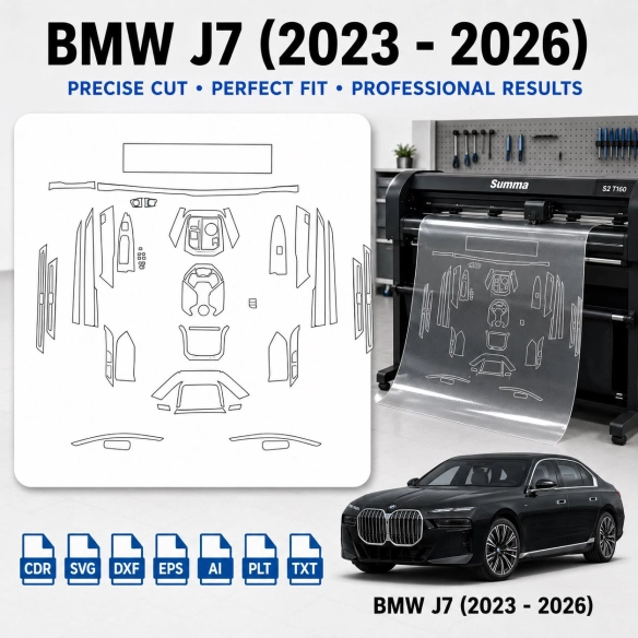 Gabarit de découpe intérieur BMW J7 2023 2026 pour PPF et covering