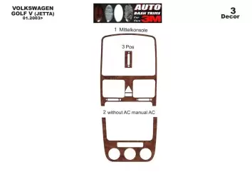 Volkswagen Golf V Jetta 03-08 automatic AC Kit la décoration du tableau de bord 3-Pièce - 2 - habillage decor de tableau de bord