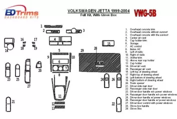 Volkswagen Jetta 1999-2004 Ensemble Complet, Avec lueur-boîte, 29 Parts set BD Kit la décoration du tableau de bord - 2 - habill