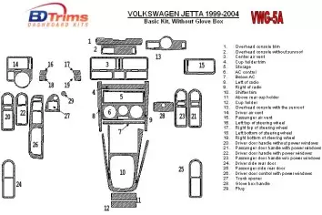 Volkswagen Jetta 1999-2004 Ensemble Complet, Sans lueur-boîte, 28 Parts set BD Kit la décoration du tableau de bord - 2 - habill