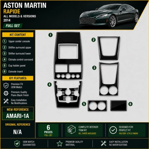 Aston Martin Rapide 2014 3D kit décoration intérieure tableau de bord 6 pièces
