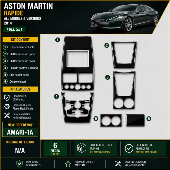 Aston Martin Rapide 2014 3D kit décoration intérieure tableau de bord 6 pièces