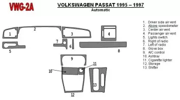 Volkswagen Passat 1995-1997 Boîte automatique, 11 Parts set BD Kit la décoration du tableau de bord - 2 - habillage decor de tab