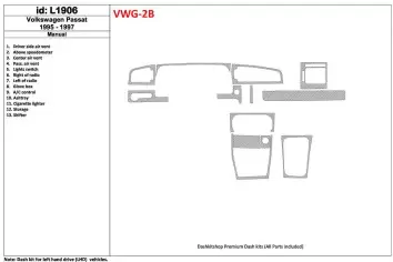 Volkswagen Passat 1995-1997 boîte manuellebox, 11 Parts set BD Kit la décoration du tableau de bord - 1 - habillage decor de tab