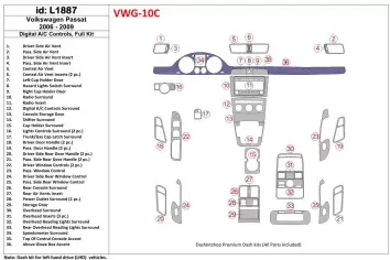 Volkswagen Passat 2006-2009 Ensemble Complet, Contrôle Aut la climatisation BD Kit la décoration du tableau de bord - 1 - habill
