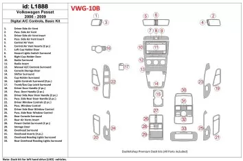 Volkswagen Passat 2006-2009 boîte manuellebox AC Controls, Paquet de base BD Kit la décoration du tableau de bord - 1 - habillag