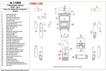 Volkswagen Passat 2010-UP Paquet de base, Automatic A/C, Navigation system BD Kit la décoration du tableau de bord - 1 - habilla