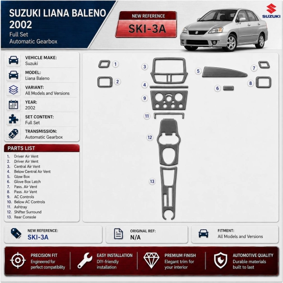 Suzuki Liana Baleno 2002 kit complet, boîte automatique kit décoration intérieure tableau de bord