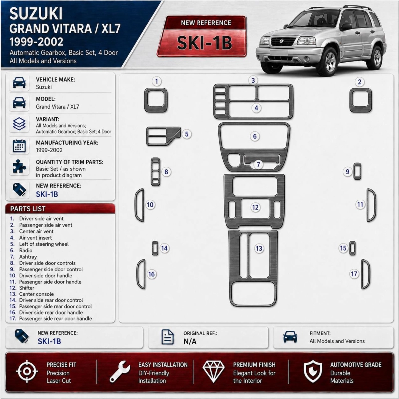 Suzuki Grand Vitara 1999-2002 Suzuki Gr? Vitara/XL71999-à aujourd’hui Auto boîte de vitesses kit de base 4D kit décoration intér