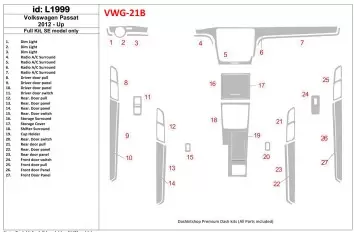 Volkswagen Passat B7 2012-UP SE Model BD Kit la décoration du tableau de bord - 1 - habillage decor de tableau de bord
