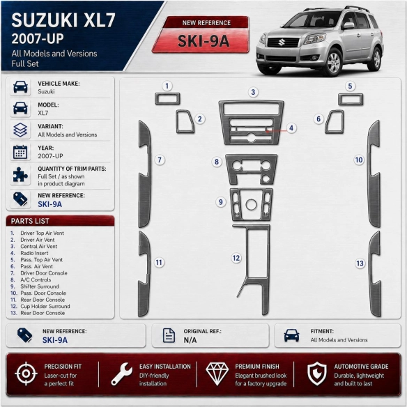 Suzuki XL7 2007 - à aujourd’hui kit complet kit décoration intérieure tableau de bord