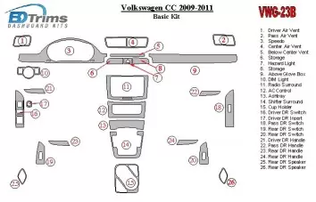 Volkswagen Passat CC 2009-2011 Paquet de base BD Kit la décoration du tableau de bord - 2 - habillage decor de tableau de bord