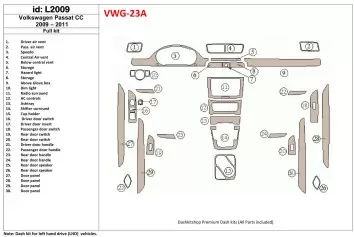 Volkswagen Passat CC 2009-2011 Ensemble Complet BD Kit la décoration du tableau de bord - 1 - habillage decor de tableau de bord