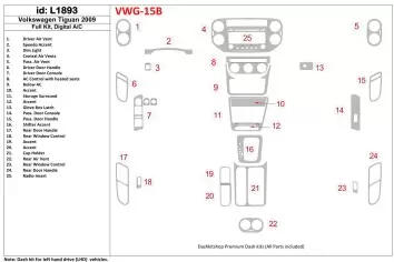 Volkswagen Tiguan 2009-2009 Ensemble Complet, Automatic AC BD Kit la décoration du tableau de bord - 1 - habillage decor de tabl