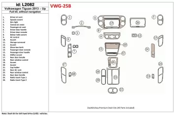 Volkswagen Tiguan 2013-UP Ensemble Complet, Sans NAVI BD Kit la décoration du tableau de bord - 1 - habillage decor de tableau d