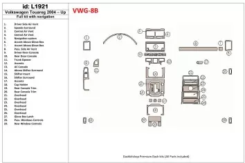 Volkswagen Touareg 2004-UP Ensemble Complet, Avec NAVI BD Kit la décoration du tableau de bord - 1 - habillage decor de tableau 