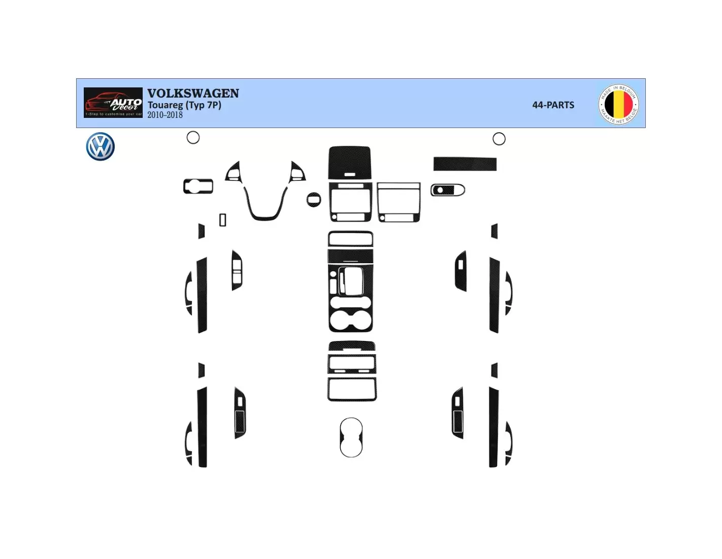 Volkswagen Touareg 2011-2017 Kit la décoration du tableau de bord 35-Pièce - 1 - habillage decor de tableau de bord