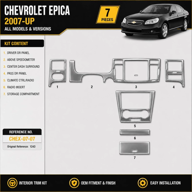 Chevrolet Epica 2007 - à aujourd’hui 3D kit décoration intérieure tableau de bord 7 pièces