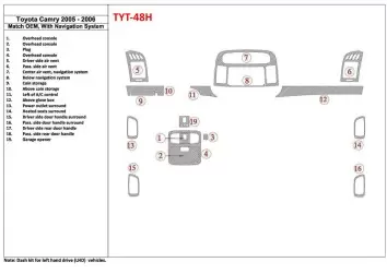 Toyota Camry 2005-2006 OEM Compliance, Avec NAVI system BD Kit la décoration du tableau de bord - 1 - habillage decor de tableau