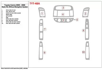 Toyota Camry 2005-2006 Paquet de base, Sans NAVI system, Sans OEM BD Kit la décoration du tableau de bord - 1 - habillage decor 