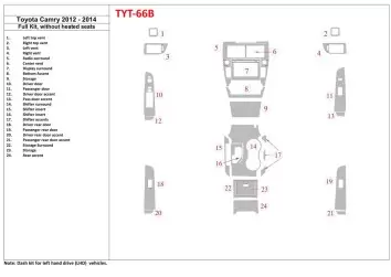 Toyota Camry 2012-UP Ensemble Complet, Sans Seats Heating BD Kit la décoration du tableau de bord - 1 - habillage decor de table