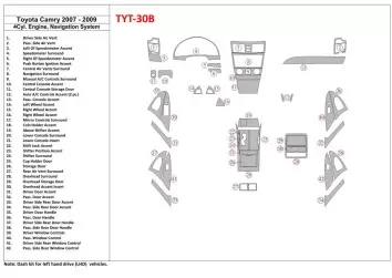 Toyota Camry 2007-2010 Ensemble Complet, 4 Cyl Avec NAVI BD Kit la décoration du tableau de bord - 1 - habillage decor de tablea