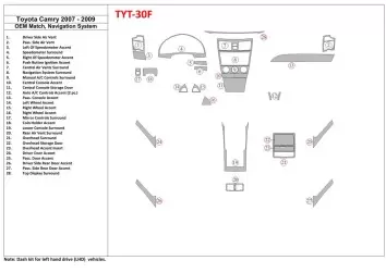 Toyota Camry 2007-2010 Ensemble Complet, Avec OEM Wood Kit, Avec NAVI BD Kit la décoration du tableau de bord - 1 - habillage de