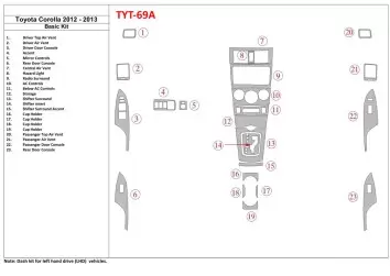 Toyota Corolla 2012-2013 Paquet de base BD Kit la décoration du tableau de bord - 1 - habillage decor de tableau de bord