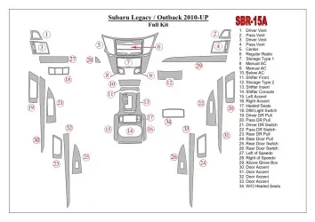 Subaru Legacy 2010-2014 Kit la décoration du tableau de bord 47-Pièce - 1 - habillage decor de tableau de bord
