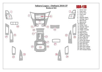 Subaru Legacy 2010-2014 Habillage Décoration de Tableau de Bord 27-Pièce