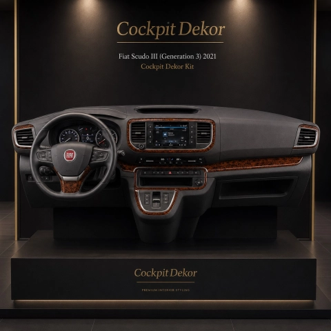 Fiat Scudo (Generation III) 2022–Present Kit Décor Intérieur Tableau de Bord 3D 20 Pièces