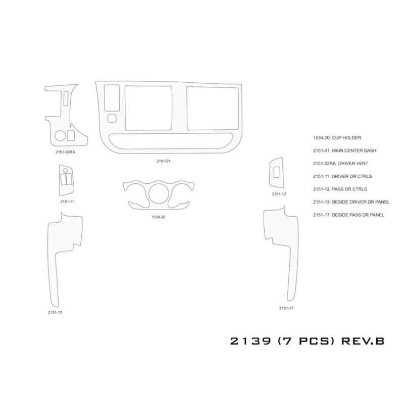 GMC Savana 2008-2020 kit décoration intérieure tableau de bord 19 pièces