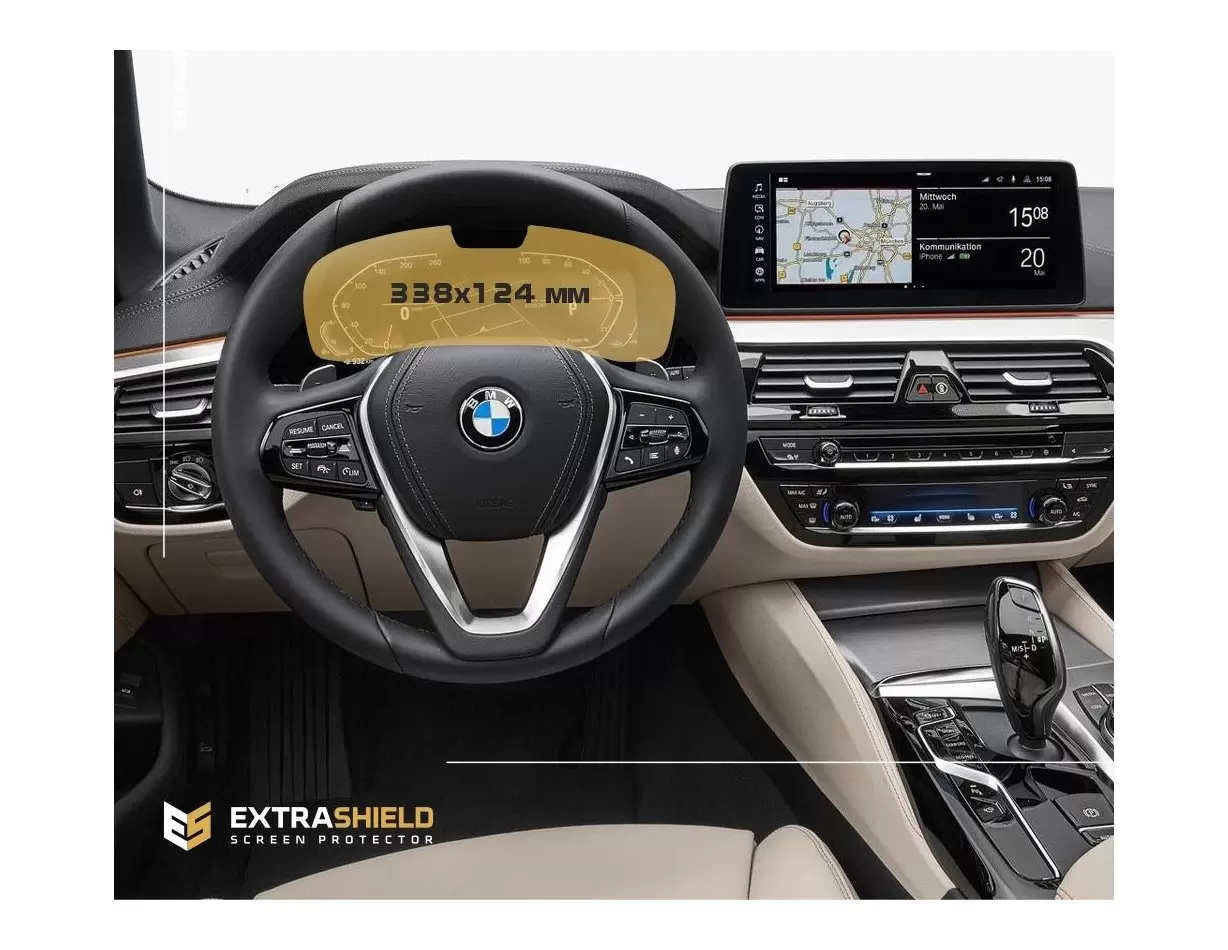 BMW 5 Series (G30) 2020 - Present Digital Speedometer (Central) 12,3" Protection d'écran Résiste aux rayures HD transparent - 1 
