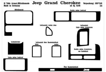 Chrysler Grand Cherokee 1996 Kit la décoration du tableau de bord 10-Pièce - 2 - habillage decor de tableau de bord