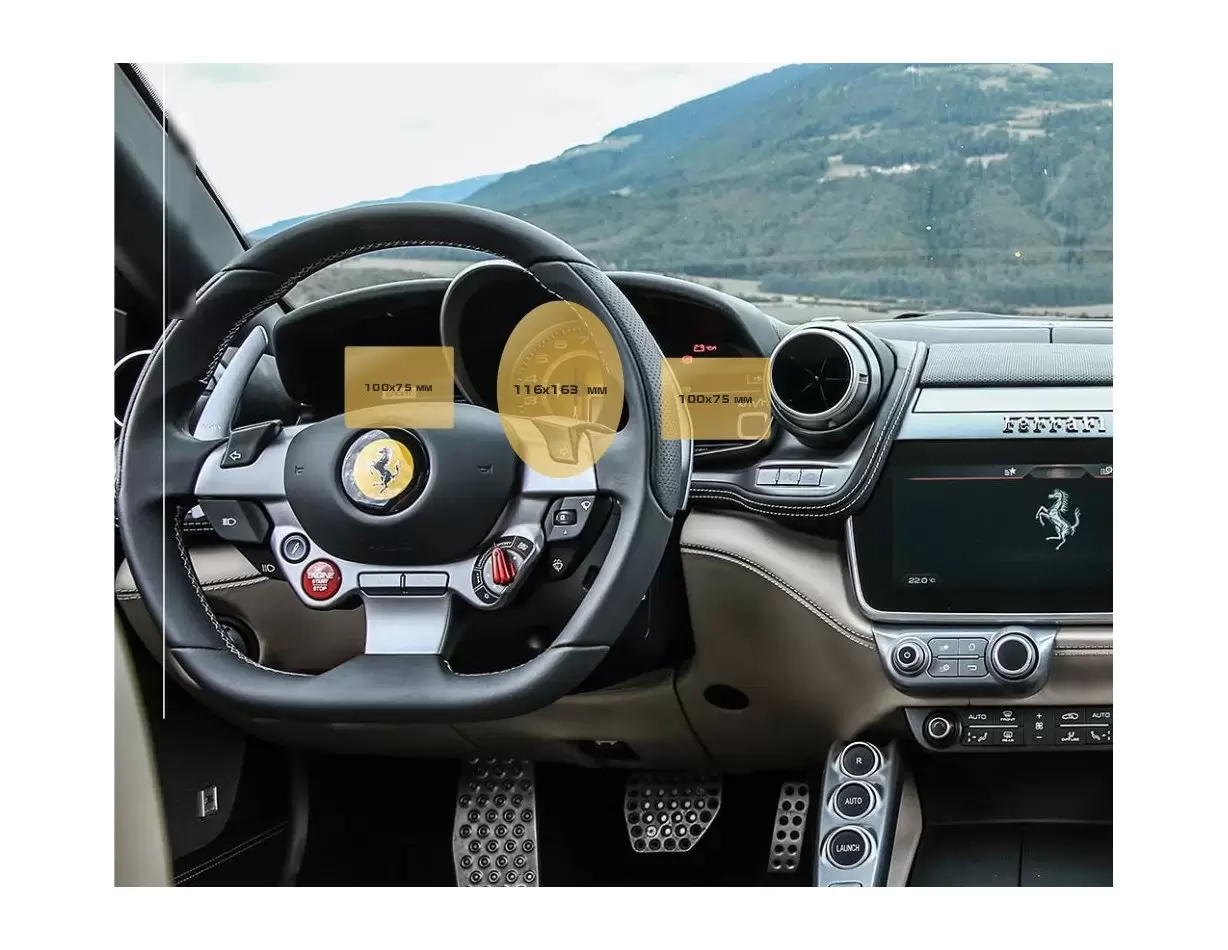 Ferrari Roma 2019 - Present Digital Speedometer Protection d'écran Résiste aux rayures HD transparent - 1 - habillage decor de t