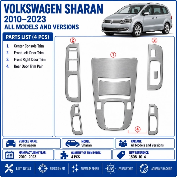 Volkswagen Sharan 2010-2023 3D kit décoration intérieure tableau de bord 4 pièces