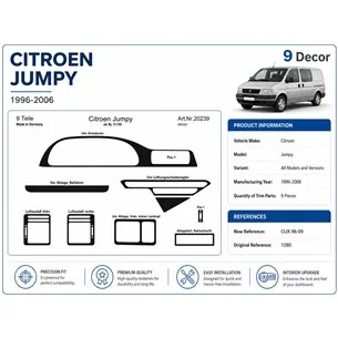 Citroen Jumpy 1996-2006 kit décor tableau de bord 3D, 9 pièces 2
