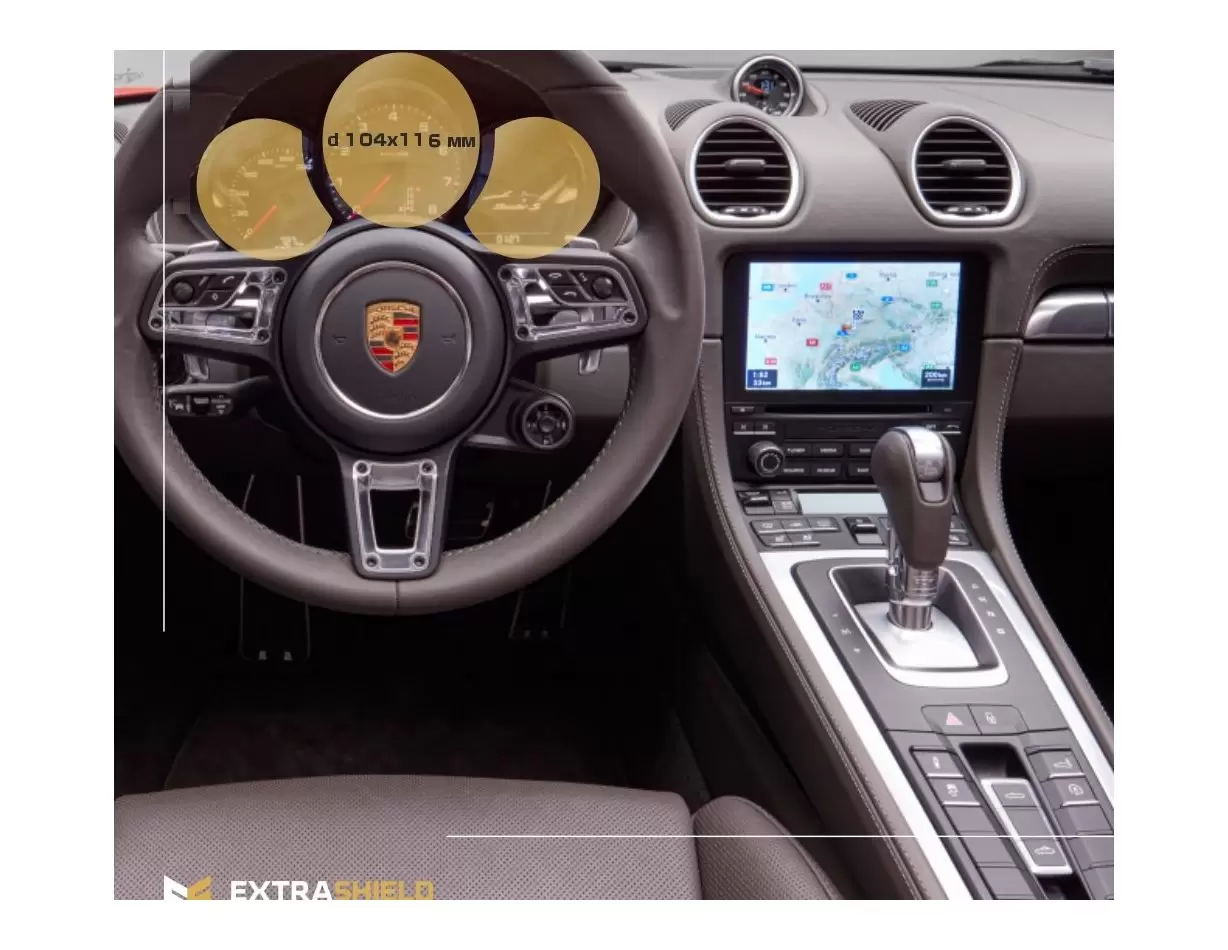 Porsche Boxster 2016 - Present Digital Speedometer 12" Protection d'écran Résiste aux rayures HD transparent - 1 - habillage dec