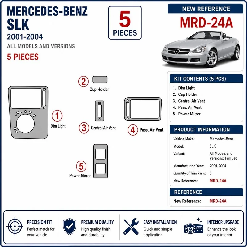 Mercedes Benz SLK 2001-2004 set complet kit décor tableau de bord 3D