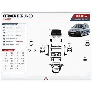 Citroen Berlingo 2008+ kit décor tableau de bord 3D, 40 pièces 2